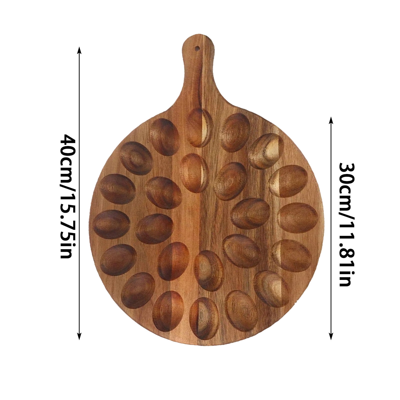 24-Slot Deviled Egg Platter, Reversible Wood Charcuterie Board, Easter Egg Tray with Handle for Kitchen, Parties & Holiday Festivities