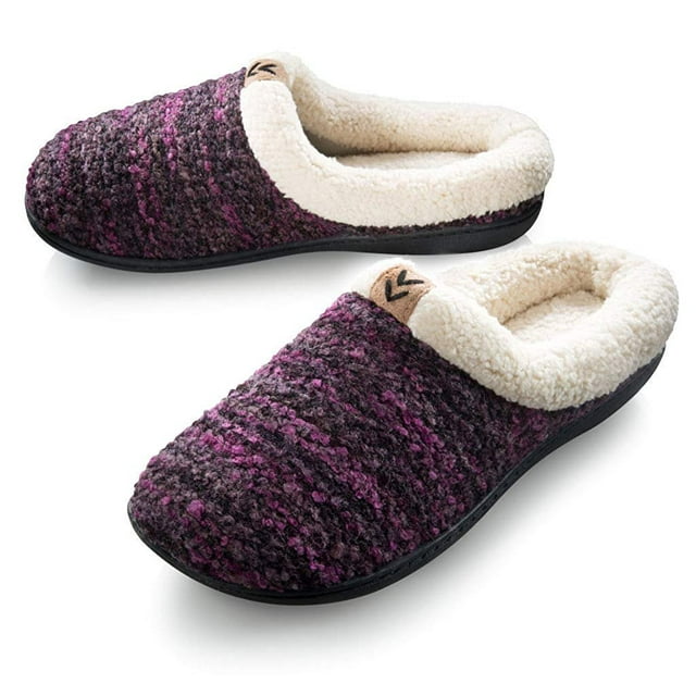 roxoni Pantoufles pour Femmes Doublées en Tricot à Mémoire de Forme Moyen / 7.5-8 BM US, Violet