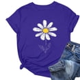 thumbnail image 5 of VBVC Women's Daisy Print Short Sleeve T-Shirt , Ladies' Lightweight Casual Crewneck Tee , Colorful Breathable Summer Tops For Women,Blue,S-2XL, 5 of 6