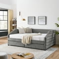 thumbnail image 2 of Newest Queen Size Daybed with 2 Drawers & Trundle, Upholstered Tufted Sofa Bed in Grey Linen for Living Room & Guest Room, 2 of 16