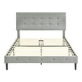 thumbnail image 3 of DeCoro Cambridge Easy Assembly Upholstered Platform Bed with Headboard, Metal Frame with Solid Wood Slat Support, No Box Spring Required and Noise-free, King, Light Grey, 3 of 10