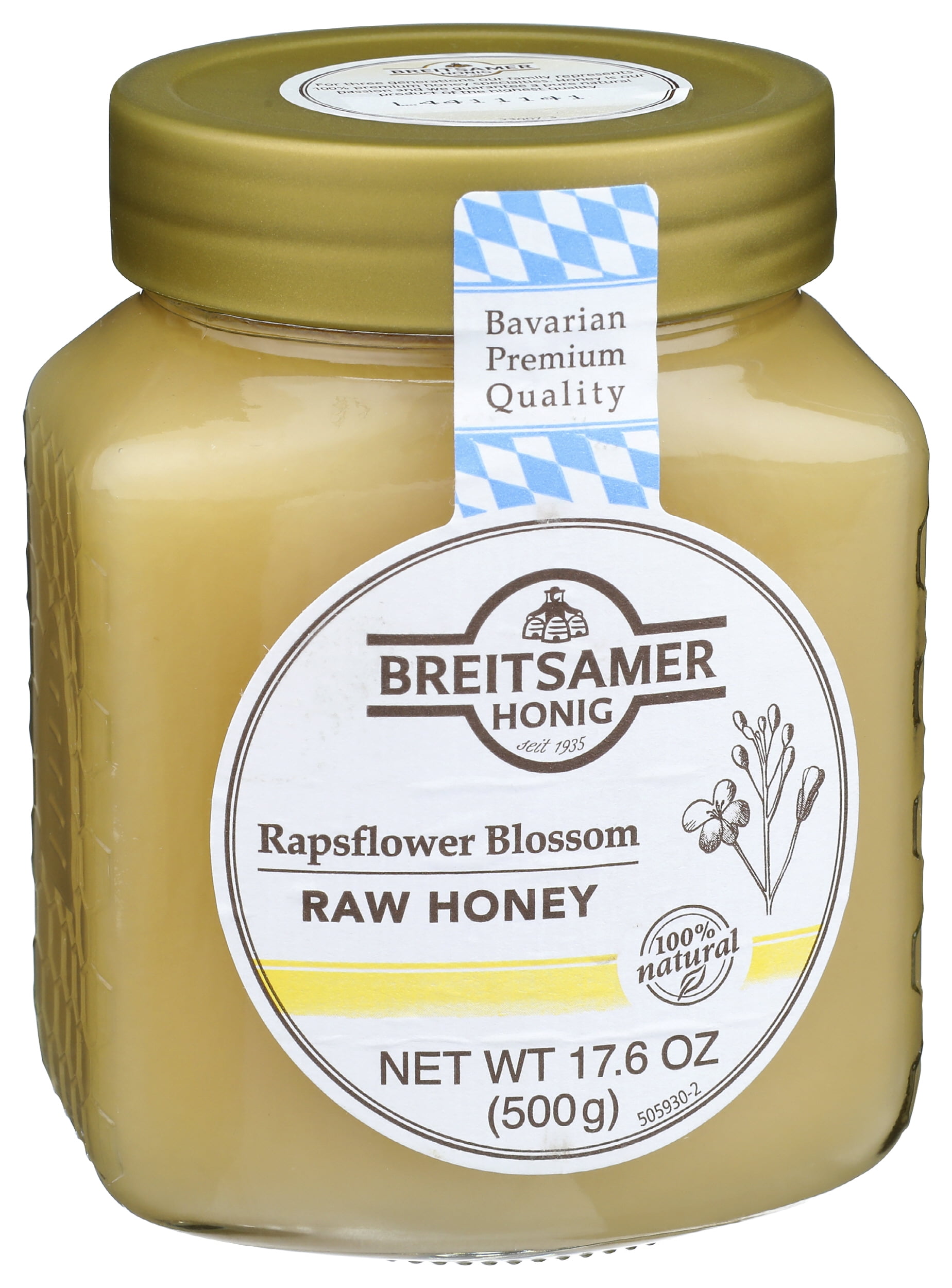 Pack of 6, Breitsamer Honig Rapsflower Blossom Raw Honey, 17.6 oz