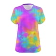 thumbnail image 5 of Mifsaly Womens Oversized Tee Shirts Tie Dye V Neck Short Sleeve T-Shirts Soft Lightweight Everyday Relaxed Fit Versatile Casual Summer Tops Yellow,XXXXXL, 5 of 5