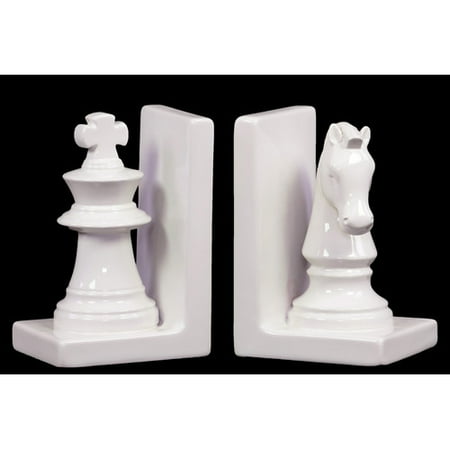 Urban Trends Ceramic Chess Piece with Knight and Rook Bookend
