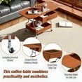 thumbnail image 4 of Folding Coffee Table with Drawer, 2-Tier Storage & Wheels - Extendable Modern Table with Metal Frame for Living Room, Small Spaces, Home Office (Brown), 4 of 5