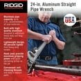 thumbnail image 2 of Ridgid 31105 Aluminum Straight Pipe Wrench, 24 in. Plumbing Wrench, 2 of 9