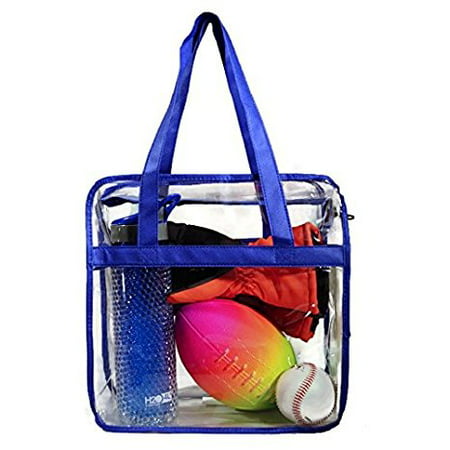 Deluxe Clear Tote Bag w/Zipper, NFL Stadium Approved Security Bag, Clear Vinyl, Shoulder Straps ...
