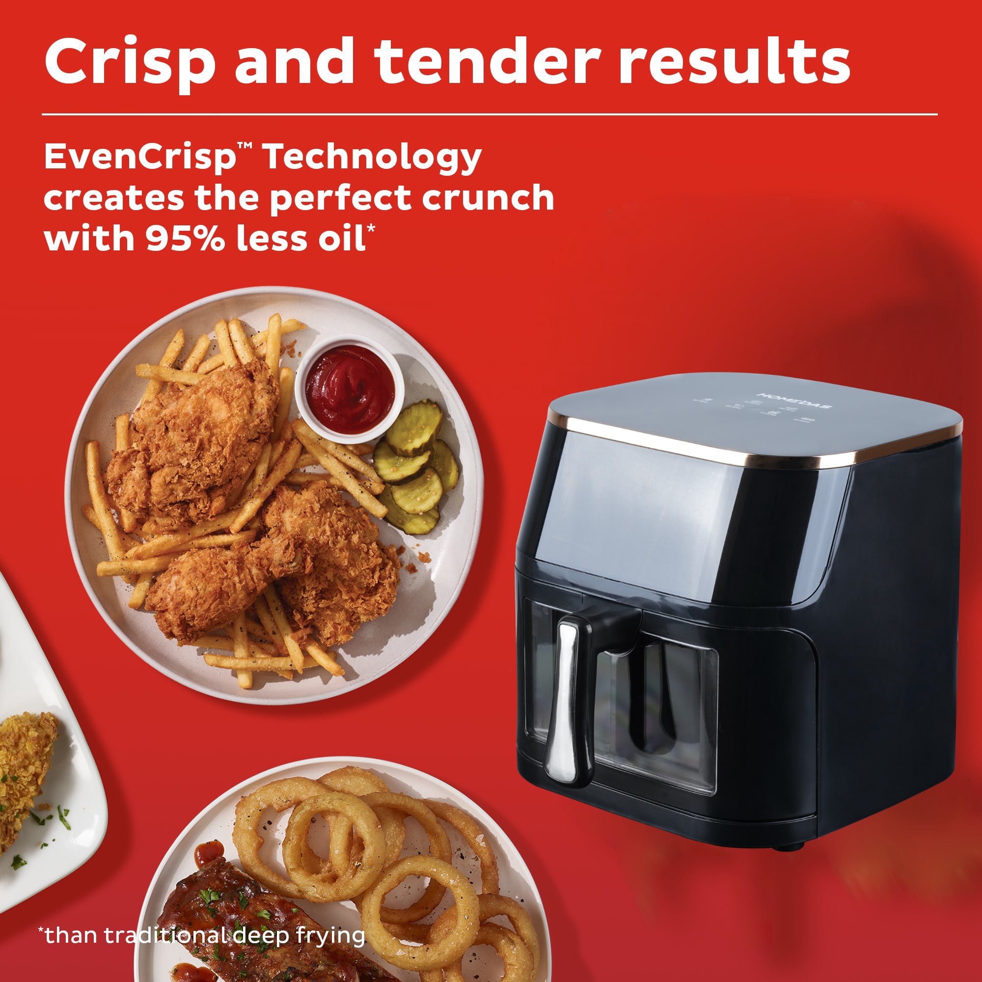 HOMEDAS® 6-in-1 8.45-Qt Visible Window Air Fryer, 6 Functions, with Digital LED Touch Screen, Dishwasher Safe, Non-Stick