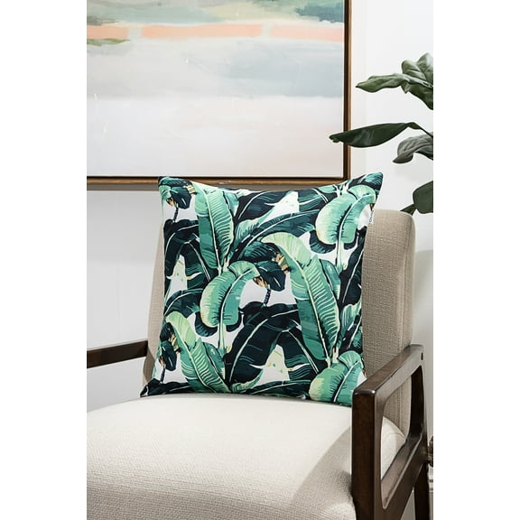 Ada Home Decor Decorative Square Throw Pillow, 18" x 18", Greenery Printed