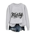 thumbnail image 5 of larppty Merry Sweatshirts for Women Christmas Crewneck Sweaters Letter Pullover Winter Tops Fashion Outfits (Light Gray, L), 5 of 6