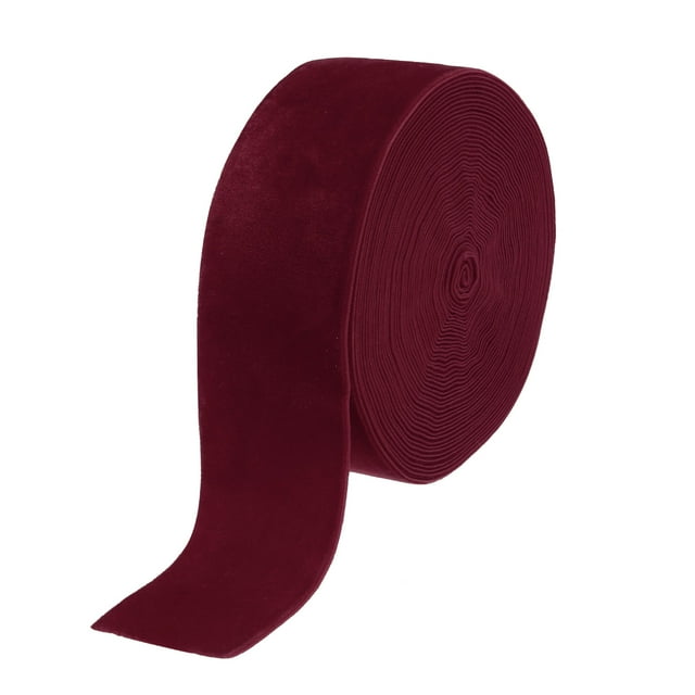 Velvet Ribbon Gift Wrapping 2 Inch x 10 Yard Wine Red Single Face Velvet Ribbon Roll for DIY Bouquets Wedding