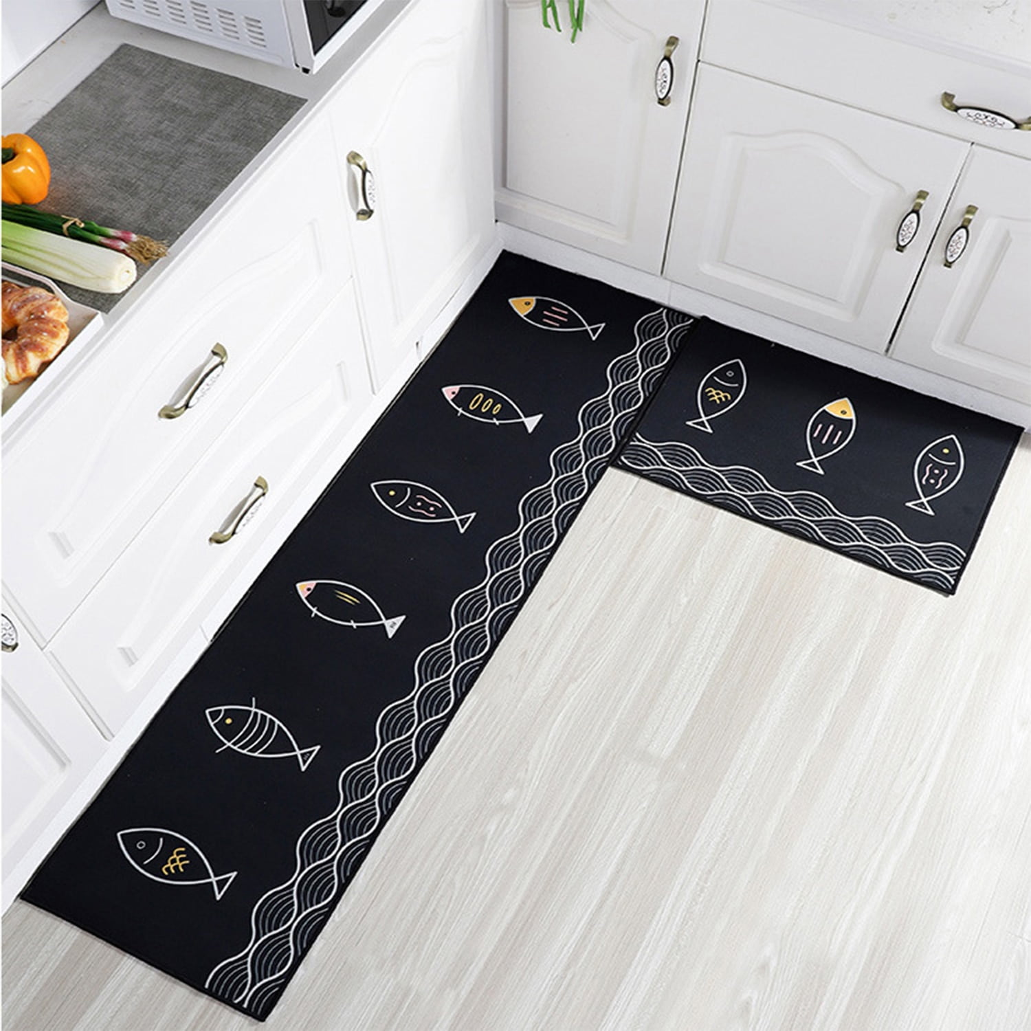 COCOER 2 PCS Kitchen-Rugs Washable, Non-Slip Kitchen-Mat for Floor,  Absorbent Neutral Kitchen Rugs and Mats in Front of The Sink