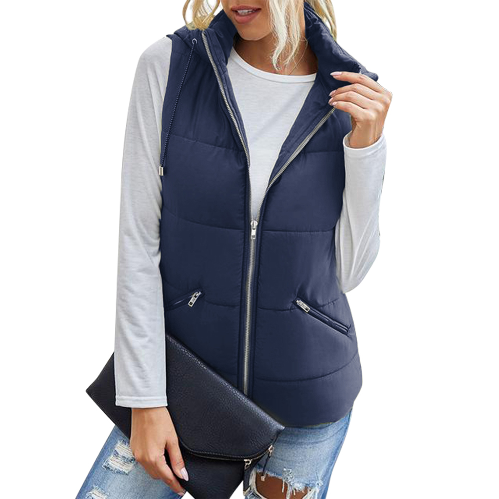 Womens Lightweight Zip Up Hooded Vest Fashion Sleeveless Quilted jacket