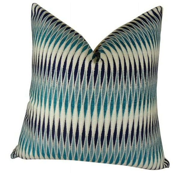 Plutus Thames River Cobalt Handmade Throw Pillow - Navy Blue & White - 22 x 22 in.