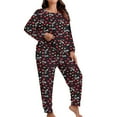 thumbnail image 5 of Lorytime Valentines Long Sleeve Pajama Set for Women Heart Letter Plus Size Crewneck Top and Bottom Sleepwear Red 2XL, 5 of 5