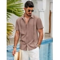 thumbnail image 3 of COOFANDY Mens Short Sleeve Cuban Guayabera Shirt Casual Summer Beach Button Down Shirts, 3 of 6