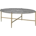 thumbnail image 1 of ACME Tainte Ovale Faux Marbre Table Basse en Gris et Champagne, 1 of 7