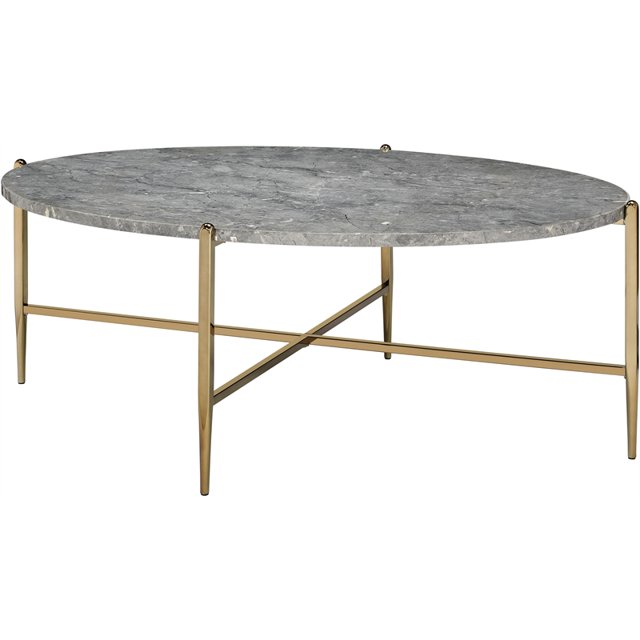 ACME Tainte Ovale Faux Marbre Table Basse en Gris et Champagne