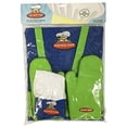 thumbnail image 2 of Curious Chef Child Textile Set - 4-Piece Set I Real Chef's Wear for Children I Child-Sized Apron, Oven Mitts & Hat I Machine Washable I Machine Washable I Blue/Green, 2 of 3