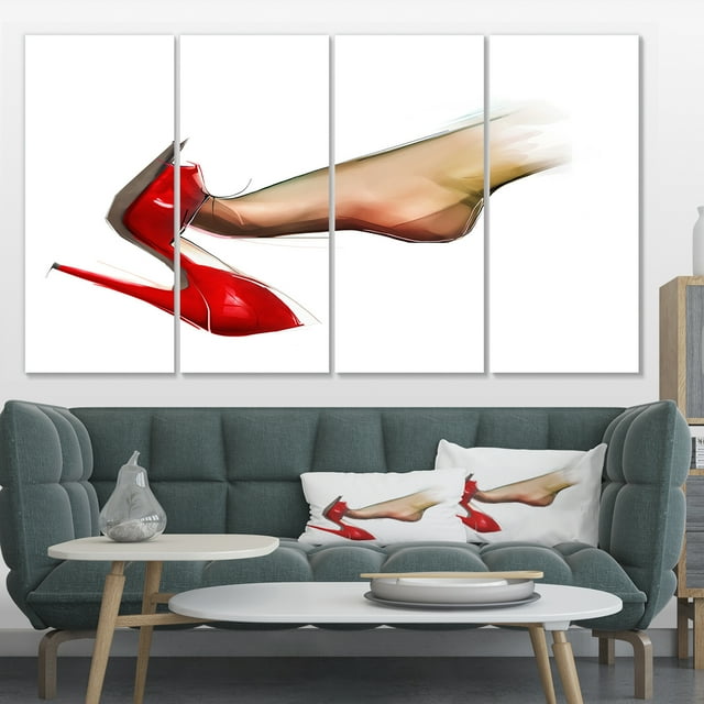 Leg Wearing High Heel Shoe - Portrait Canvas Art Print