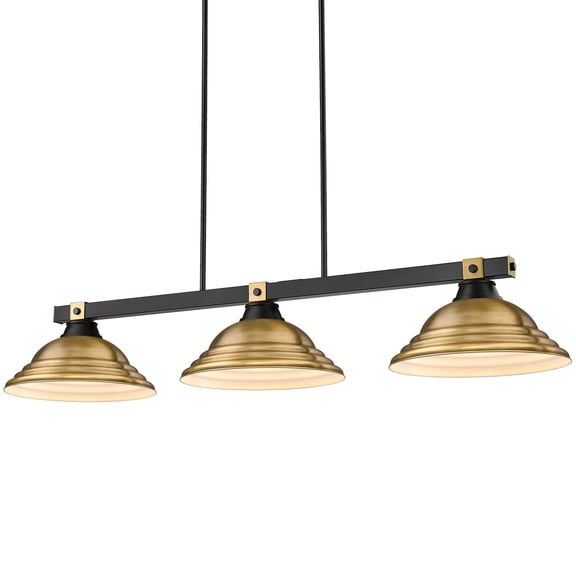 Z-Lite 1955-3-Srb Bronte 3 Light 55" Wide Billiard Chandelier - Matte Black / Rubbed Brass