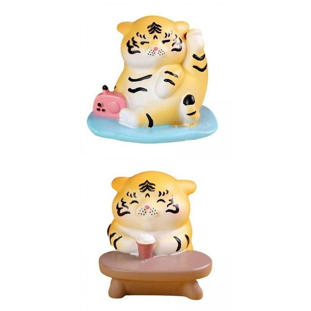 2x De Tigre Pequeña De Dibujos Animados Modelo De Para Colección Zulema estatua de tigres