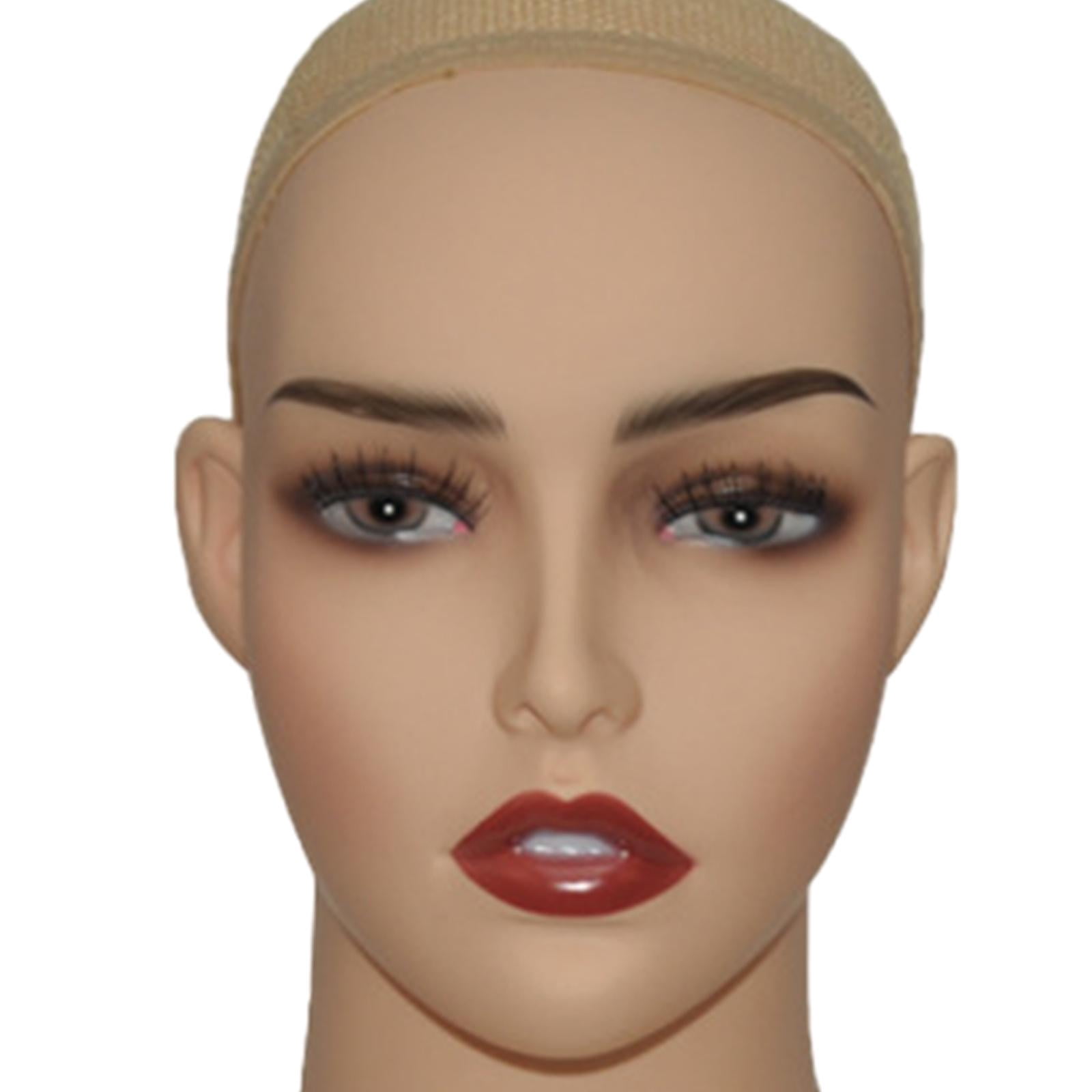 FITYLE Female Mannequin Head Manikin Head Bust PVC with Makeup Showing Stand Holder for Earrings Home Salon Showcase Display