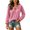 Pink, variant on Women's Long Sleeve Tie Neck Blouse Raglan Ruffle Cuffs Casual Pullover Top Trendy Vacation Clothes