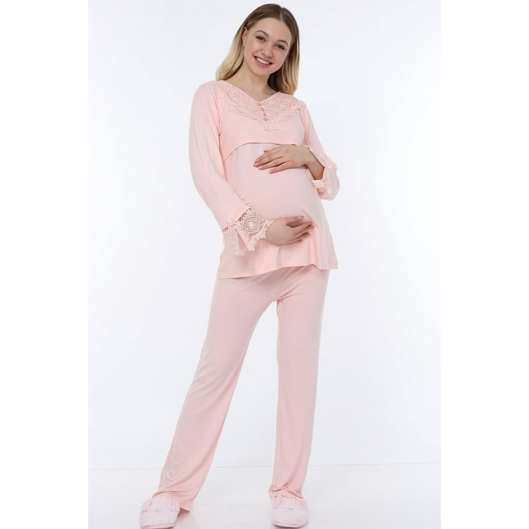 LVMA9510 - Women's Maternity Nursing Pajamas Hospital Set Soft