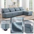 thumbnail image 6 of 120*61" Oversized Deep Seat Sectional Sofa with Reversible Chaise,Loop Yarn Fabric 5-seat Armless Indoor Furniture,Convertible L-shaped Couch for Living Room,Apartment,3 Colors, 6 of 17