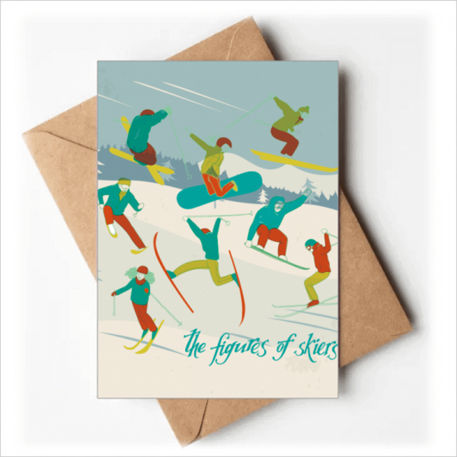 Winter Sport Skiing Colorful Illustration Greeting Cards You are Invited Invitations