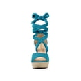thumbnail image 2 of BLISSFUL STEP Chaussures pour Femmes Espadrilles à Lacets Sandales Compensées à Plateforme Sarcelle 7, 2 of 8