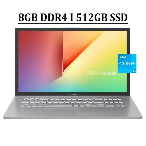 ASUS VivoBook 17 Business Laptop 17.3" FHD Anti-glare Display 11th Gen Intel Core i3-1115G4 Processor 8GB DDR4 512GB SSD Intel UHD Graphics Backlit Keyboard SonicMaster HDMI USB-C Webcam Win10 Silver