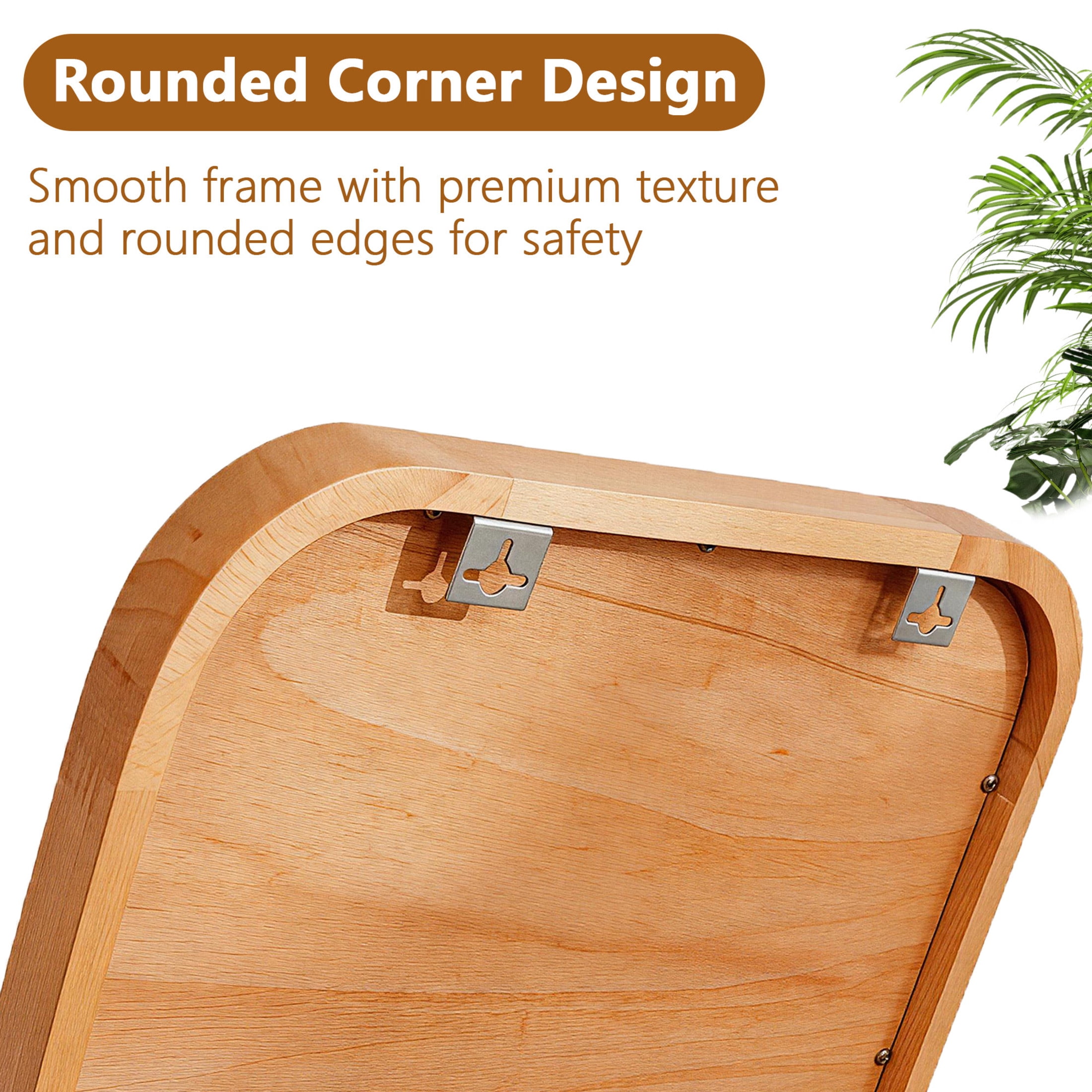 Noble House 63" Full Length Mirror, Solid Beech Wood Frame Freestanding Floor Mirror, Natural