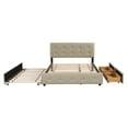 thumbnail image 4 of PAPROOS Queen Platform Bed Frame with Storage, Upholstered Platform Bed with Tufted Button Headboard and 4 Drawers, No Box Spring Needed, Queen Size Bed Frame for Adults, White, 4 of 11