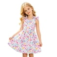 thumbnail image 1 of FhsagQ Elegant Floral Print Dress for Little Girls Lightweight Summer Ruffle Strap for Tween (Multicolor Size 9-10 Years), 1 of 4