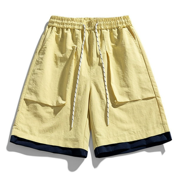 pstuiky Pantalones cortos para hombre, Pantalones cortos casuales cómodos de moda para hombre, de color liso, con cintura elástica regular, para playa Pantalones cortos de baloncesto