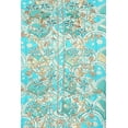 thumbnail image 4 of DWEEP SARA Women’s Turquoise Blue Viscose Rayon Ethnic Motifs Straight Kurta M/38 Shirt Collar 3/4 Sleeves Printed Tunic Top, 4 of 7