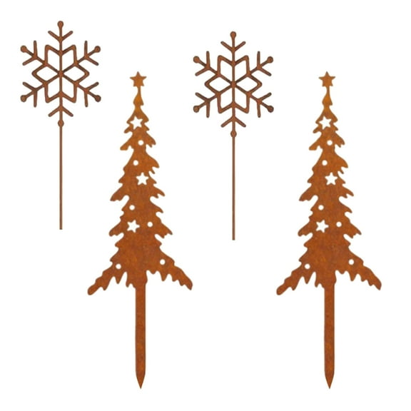 Metal Christmas Garden Decoration Stakes for Plant Pots Yard Decors Yard Stakes Christmas Decors for Garden Yard Lawn