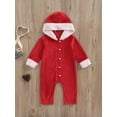 thumbnail image 2 of Christmas Romper for Baby Boys Girls Long Sleeve Button Jumpsuits Long Pants Romper with Hood, 2 of 8