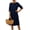 Dark Blue, variant on Qiopertar Linen Dress for Women Loose Round Neck Ruffled Three-Quarter Sleeve Casual Comfy Spring Summer Beach Vacation Boho Relaxed Gauze Dress, Purple S