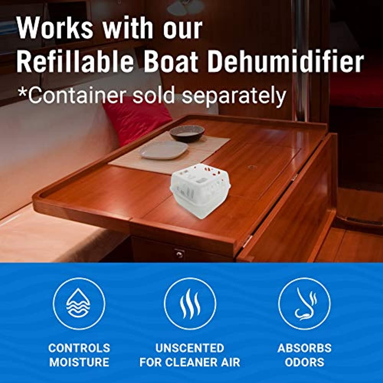 4 Pack Moisture Absorbers Dehumidifier Refill Bag to Get Rid of Odors & Damp Air Pellet Packs for use in Refillable Bucket for Basement Closet Home RV and Boating Refills Unscented Fragrance Free