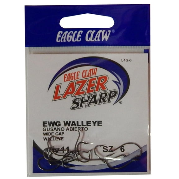 Lazer Sharp L4GH-6 EWG Walleye Hook, Black, Size 6, 11 Pack