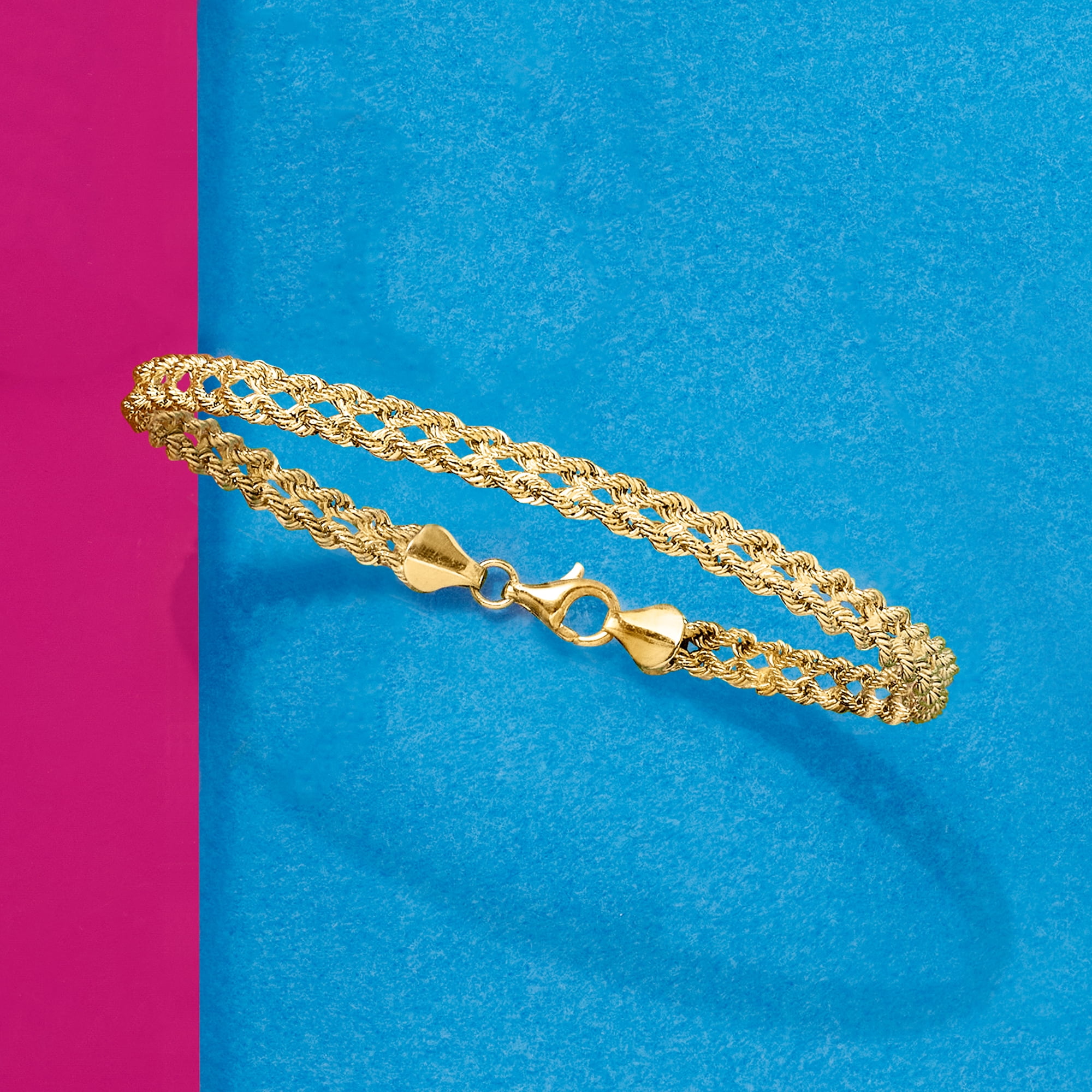 Ross-Simons 14kt Yellow Gold Double-Rope Chain Bracelet Ross-Simons 14kt Yellow Gold Double-Rope Chain Bracelet