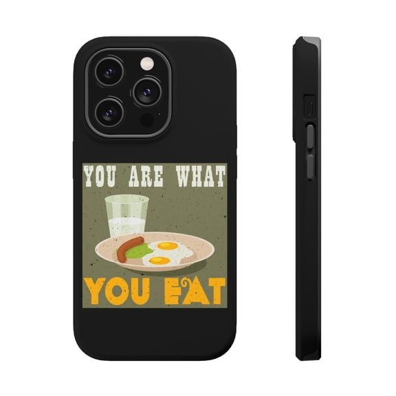 DistinctInk Tough Case for Apple iPhone 15 PRO (6.1" Screen), Compatible with MagSafe Charging - You Are What You Eat