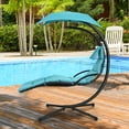 thumbnail image 2 of Costway Patio Hanging Lounge Chaise Hammock Chair  Removable Canopy Turquoise, 2 of 7