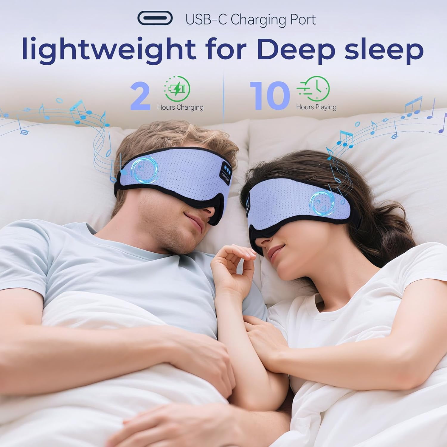 Sleep Mask with Bluetooth Wireless Music, Sleep Headphones with Timer, 3D Blackout Sleep Mask with Adjustable Straps for Side Sleepers, Wireless Music Eye Mask Speakers for Men Women,Purple