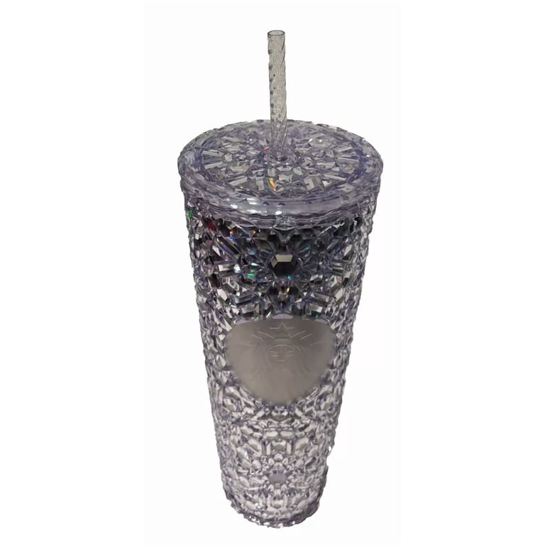 Starbucks 24oz Silver Gem Studded Tumbler, Cold Cup, Double-Wall 