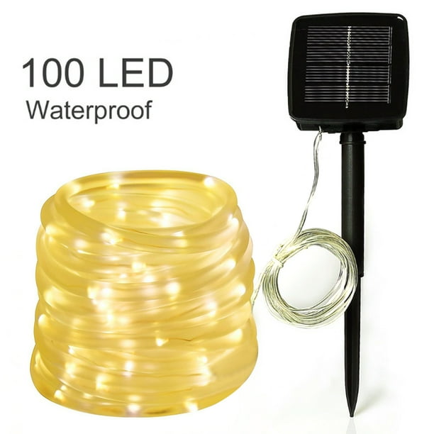 Solar Outdoor Rope Lights 100 LED MultiColor Clear String Light 32.8