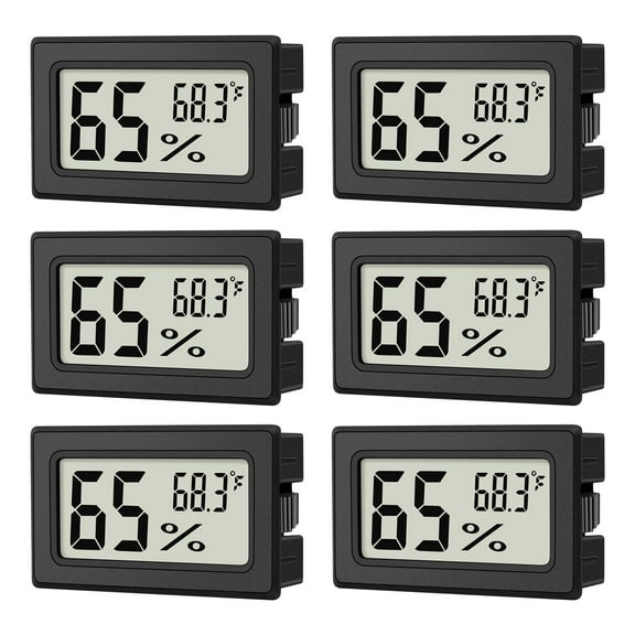 6 Pack Mini Hygrometer Indoor Humidity Meter,Mini Digital Thermometer Humidity Gauge Meter,Monitor Fahrenheit (℉) for Humidors,Reptile Thermostat,Fridge